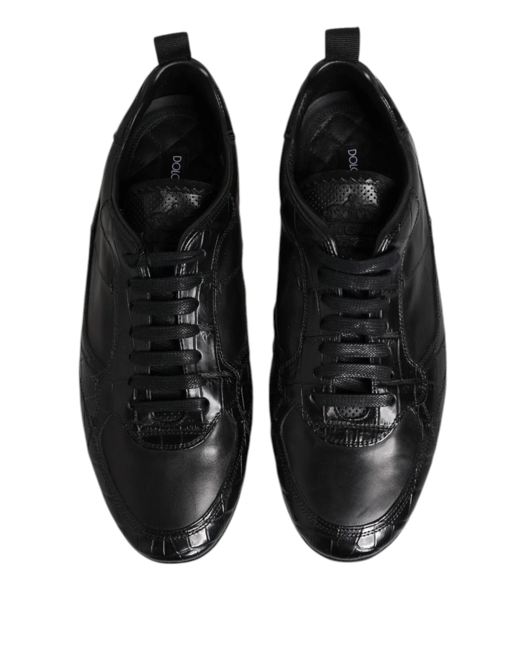 Dolce & Gabbana Black Exotic Leather Low Top Sneakers Shoes - Sneakers