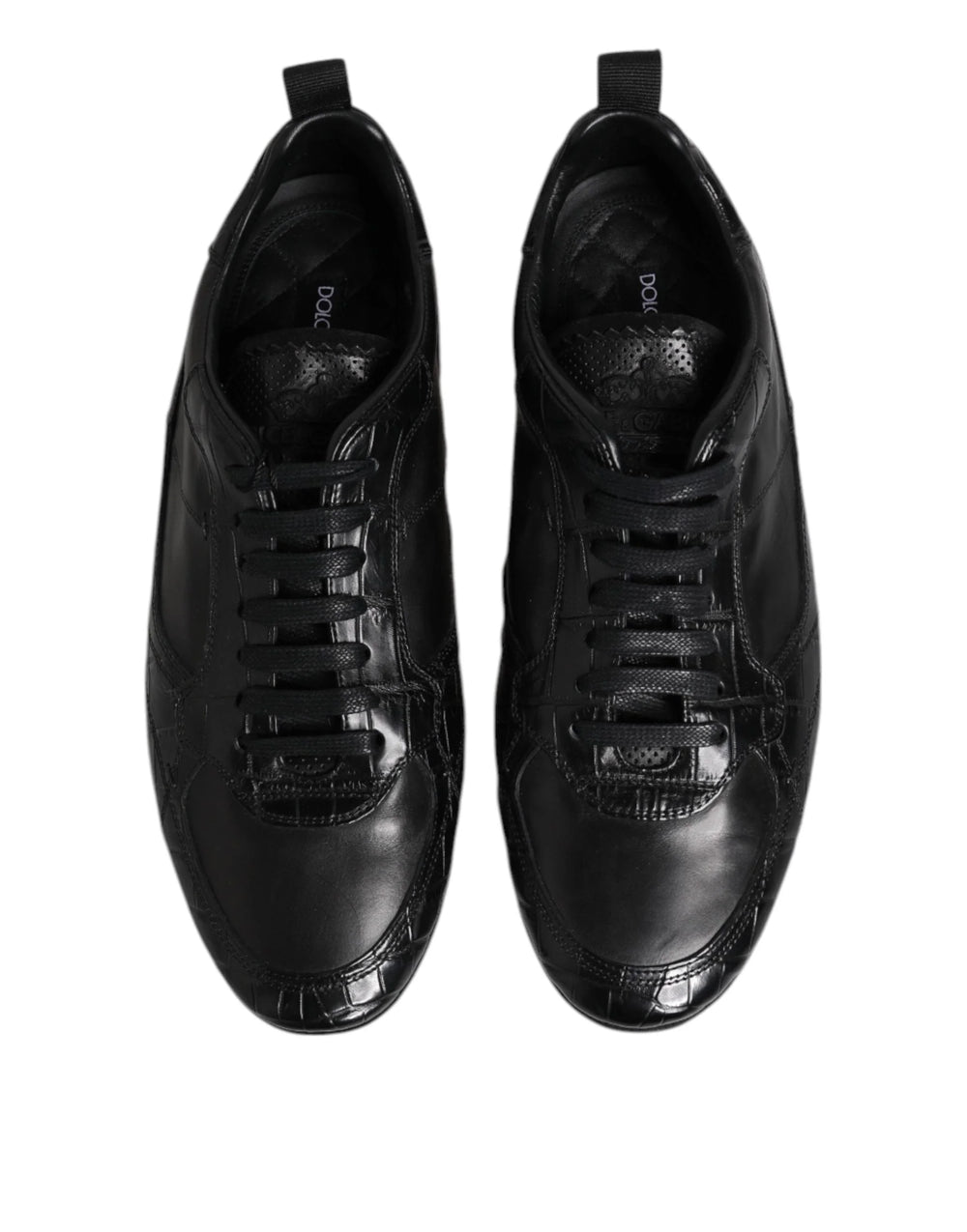 Dolce & Gabbana Black Exotic Leather Low Top Sneakers Shoes - Sneakers