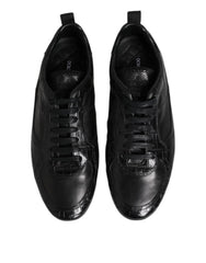 Dolce & Gabbana Black Exotic Leather Low Top Sneakers Shoes - Sneakers