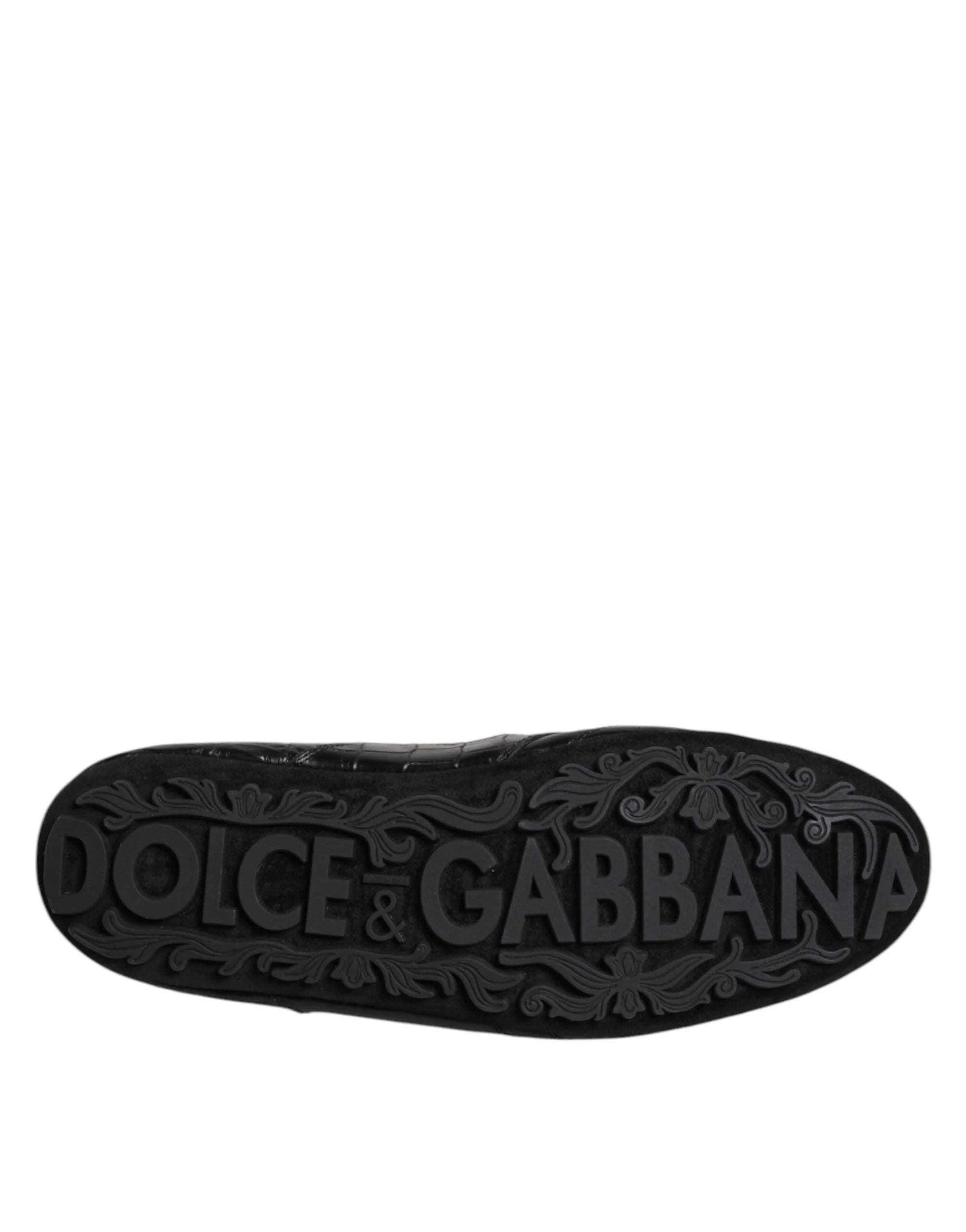 Dolce & Gabbana Black Exotic Leather Low Top Sneakers Shoes - Sneakers