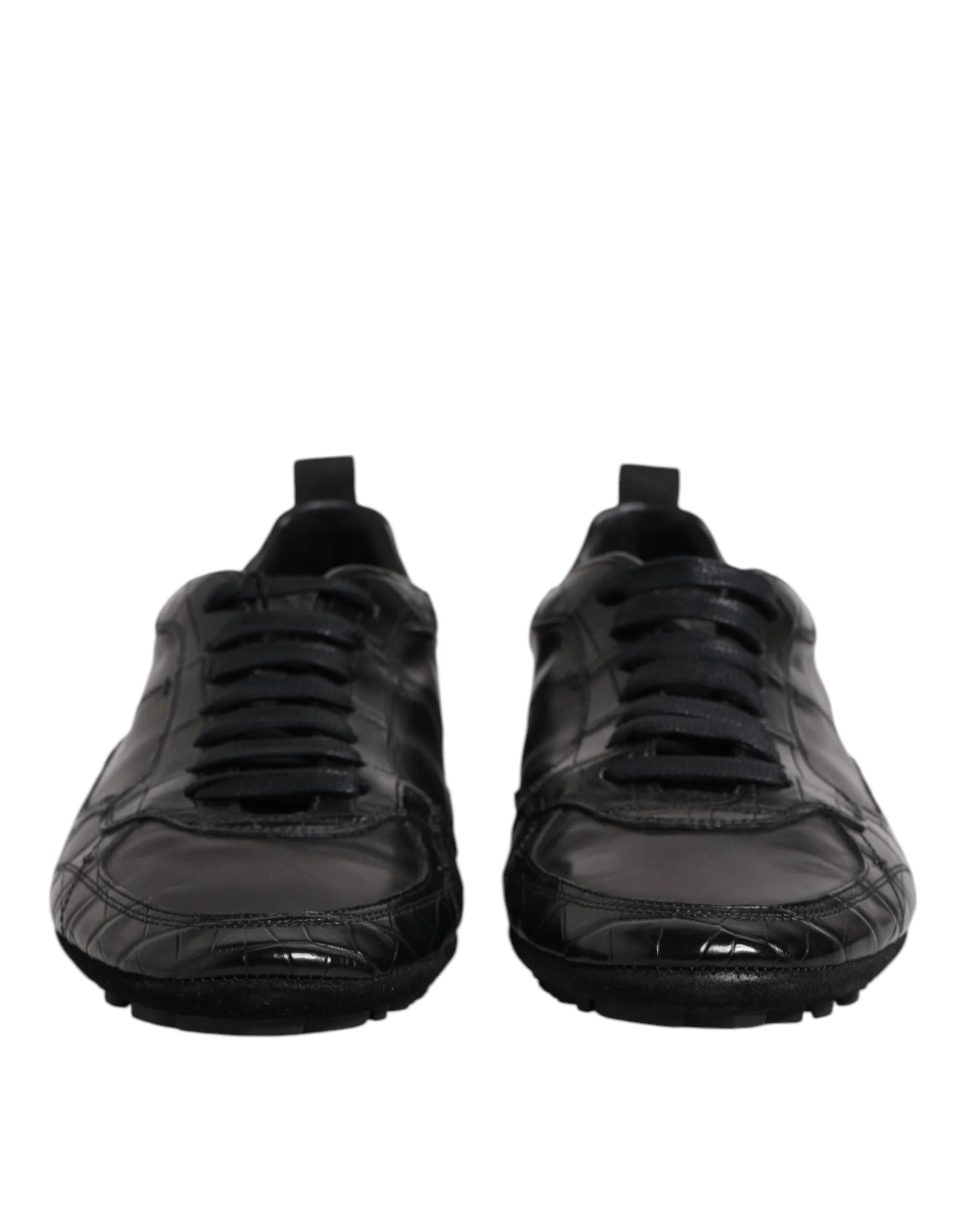 Dolce & Gabbana Black Exotic Leather Low Top Sneakers Shoes - Sneakers