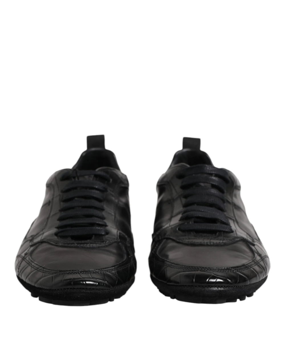 Dolce & Gabbana Black Exotic Leather Low Top Sneakers Shoes - Sneakers