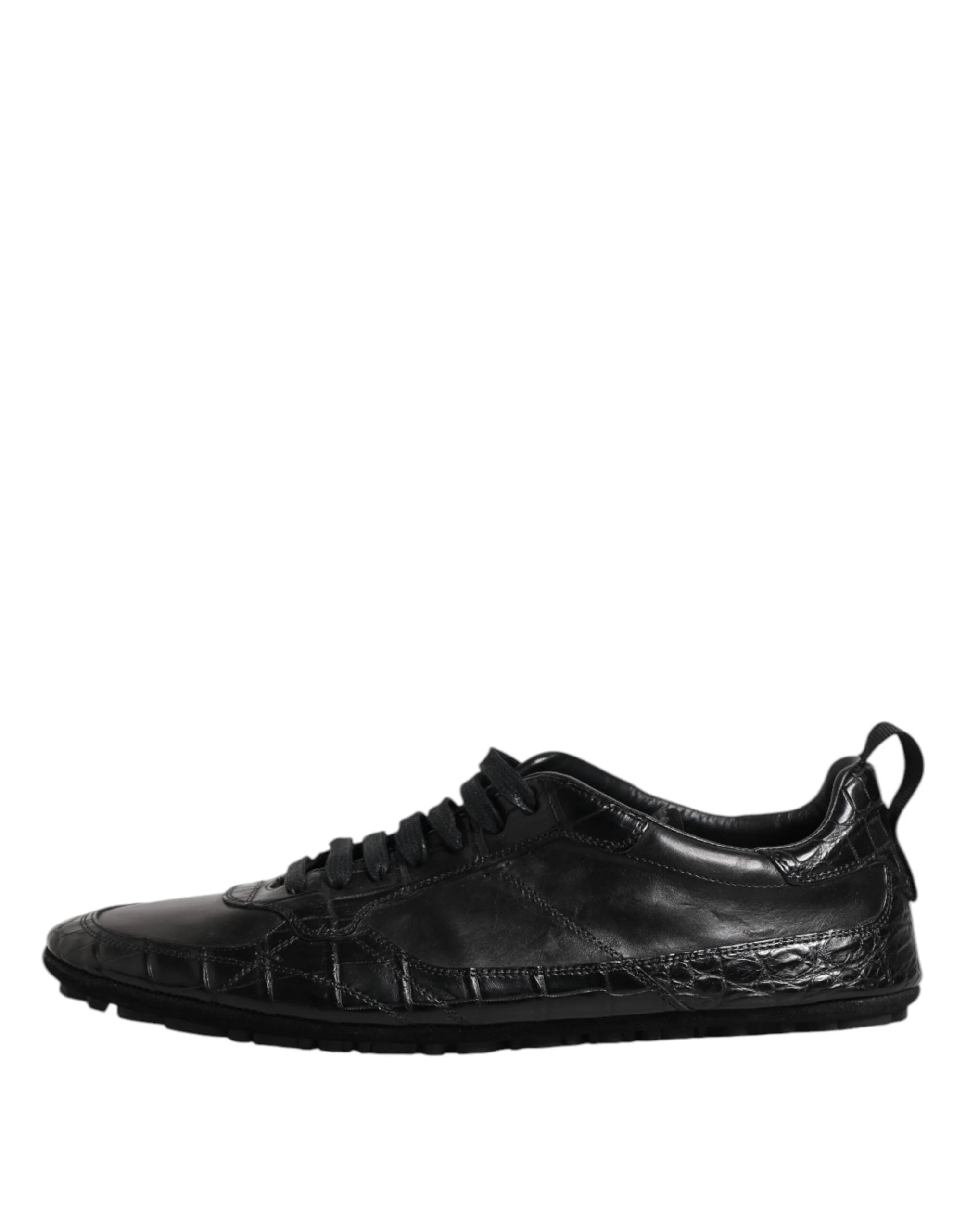 Dolce & Gabbana Black Exotic Leather Low Top Sneakers Shoes - Sneakers