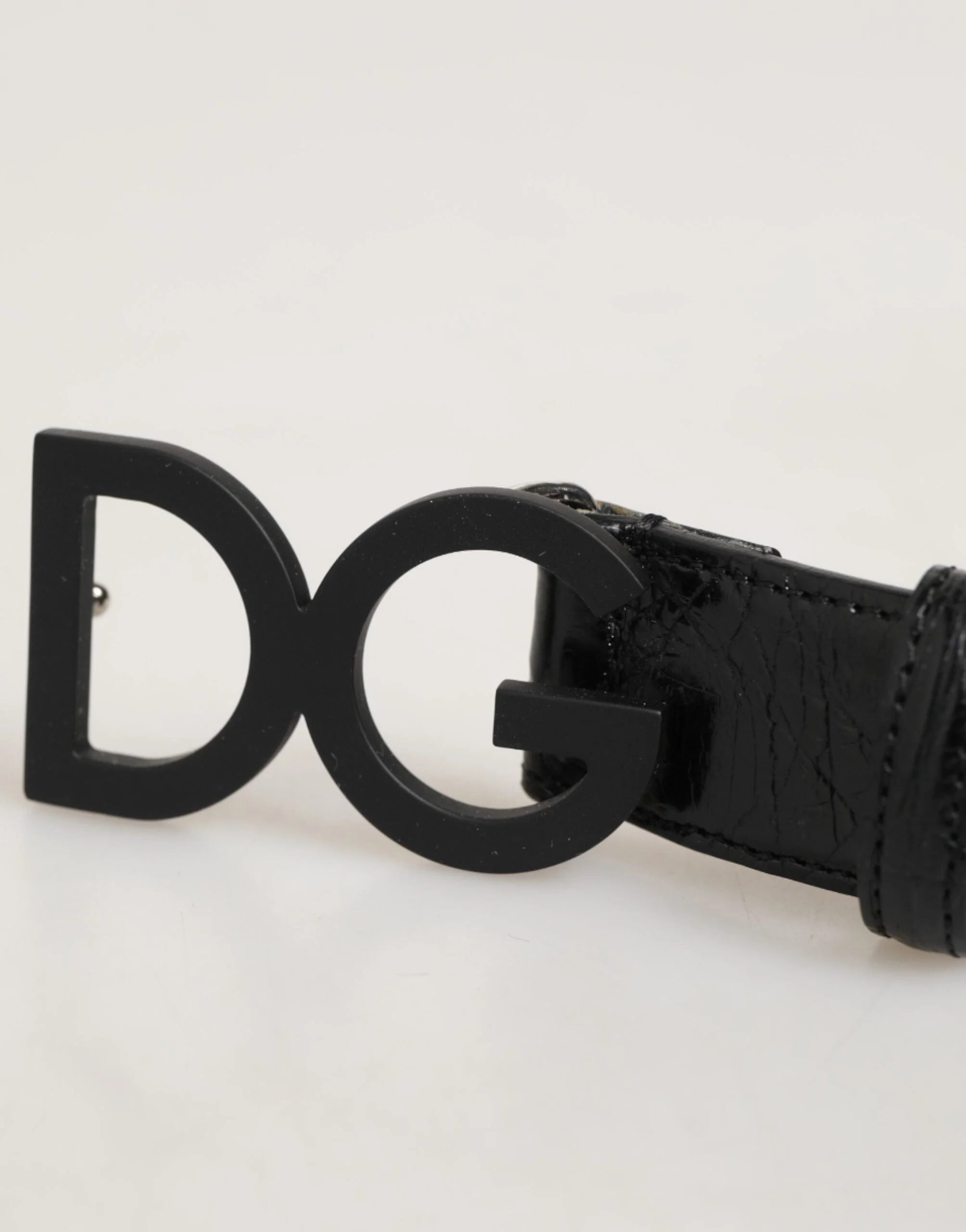Dolce & Gabbana Black Exotic Leather Metal Logo Buckle Belt - 85 cm / 34 Inches - Belts
