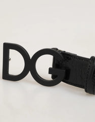 Dolce & Gabbana Black Exotic Leather Metal Logo Buckle Belt - 85 cm / 34 Inches - Belts