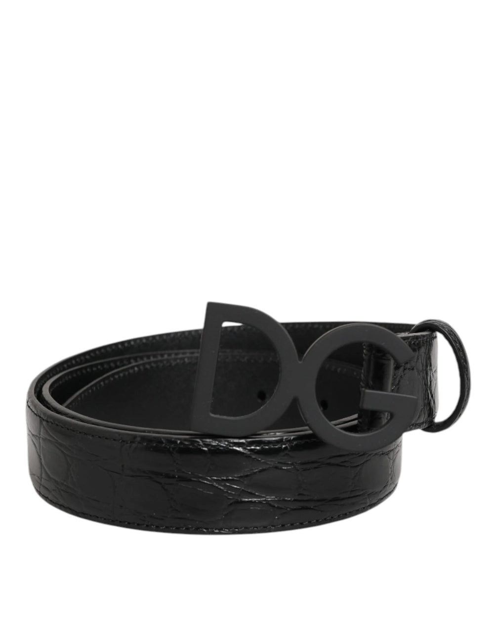Dolce & Gabbana Black Exotic Leather Metal Logo Buckle Belt - 85 cm / 34 Inches - Belts