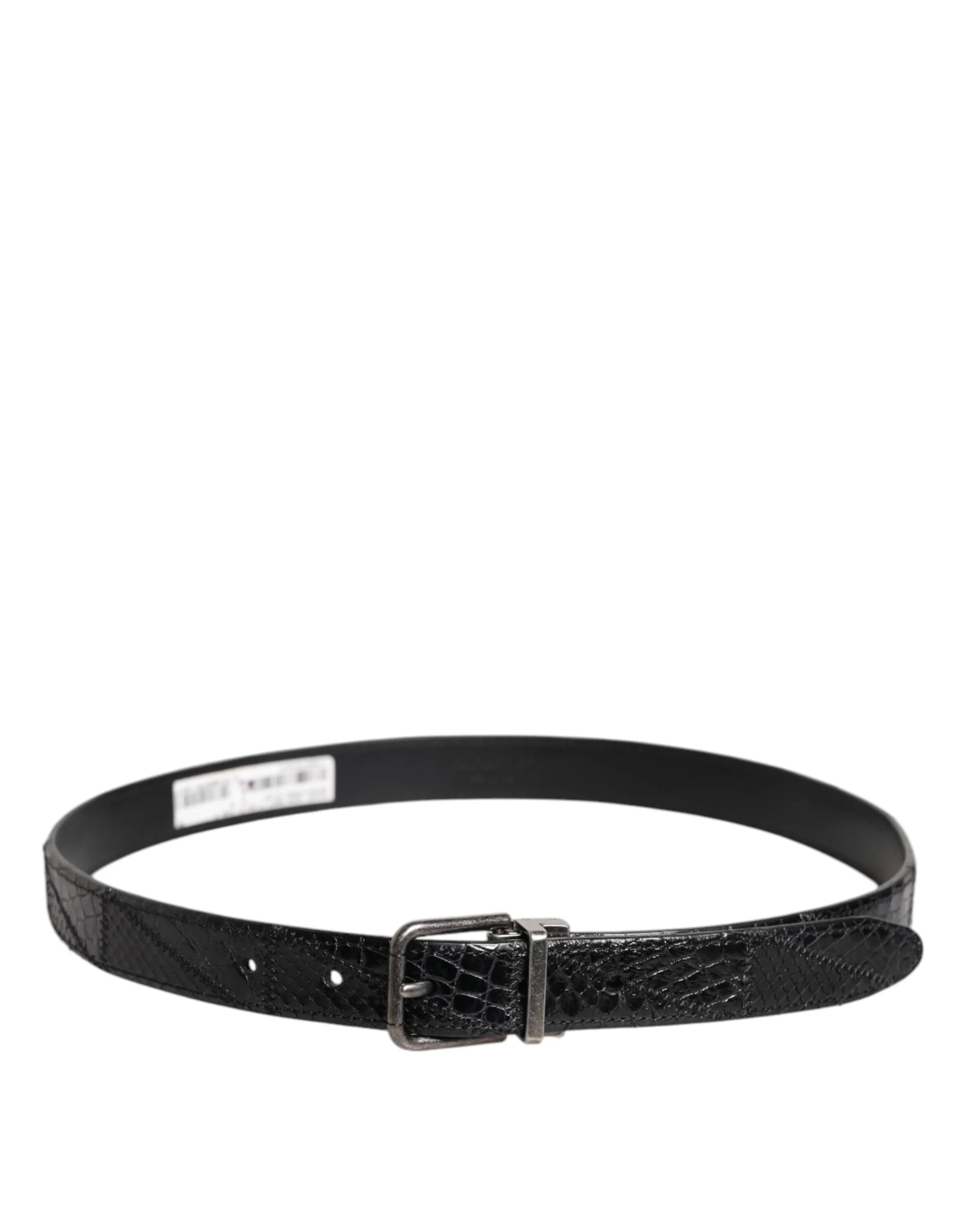 Dolce & Gabbana Black Exotic Leather Metal Logo Buckle Belt - 90 cm / 36 Inches - Belts