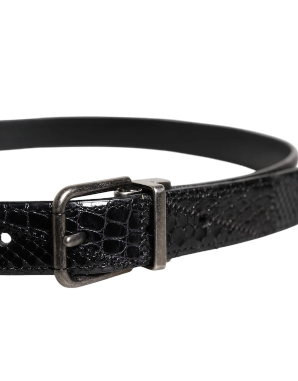 Dolce & Gabbana Black Exotic Leather Metal Logo Buckle Belt - 90 cm / 36 Inches - Belts