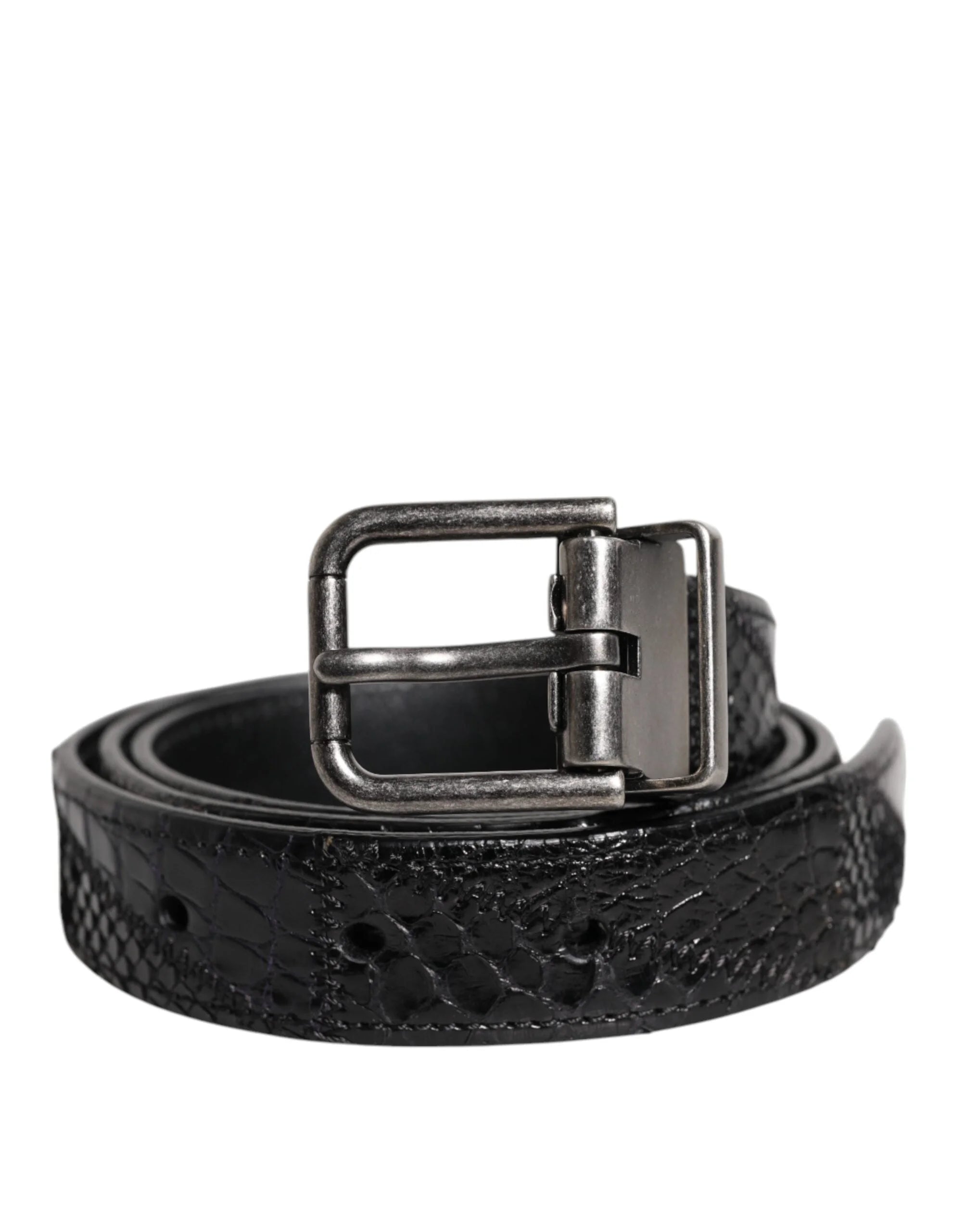 Dolce & Gabbana Black Exotic Leather Metal Logo Buckle Belt - 90 cm / 36 Inches - Belts