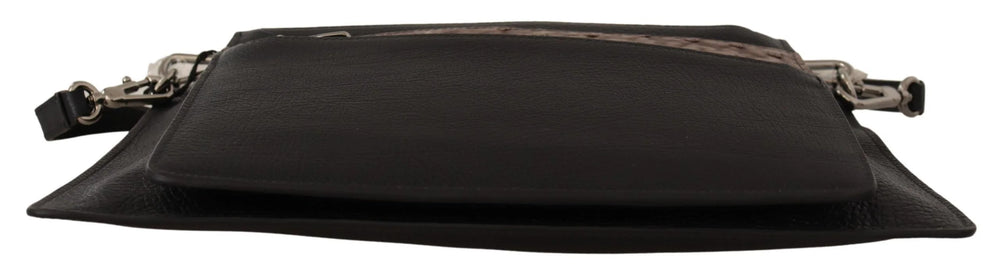 Dolce & Gabbana Black Exotic Leather Shoulder Sling Alta Sartoria Bag - Cross Body Bags