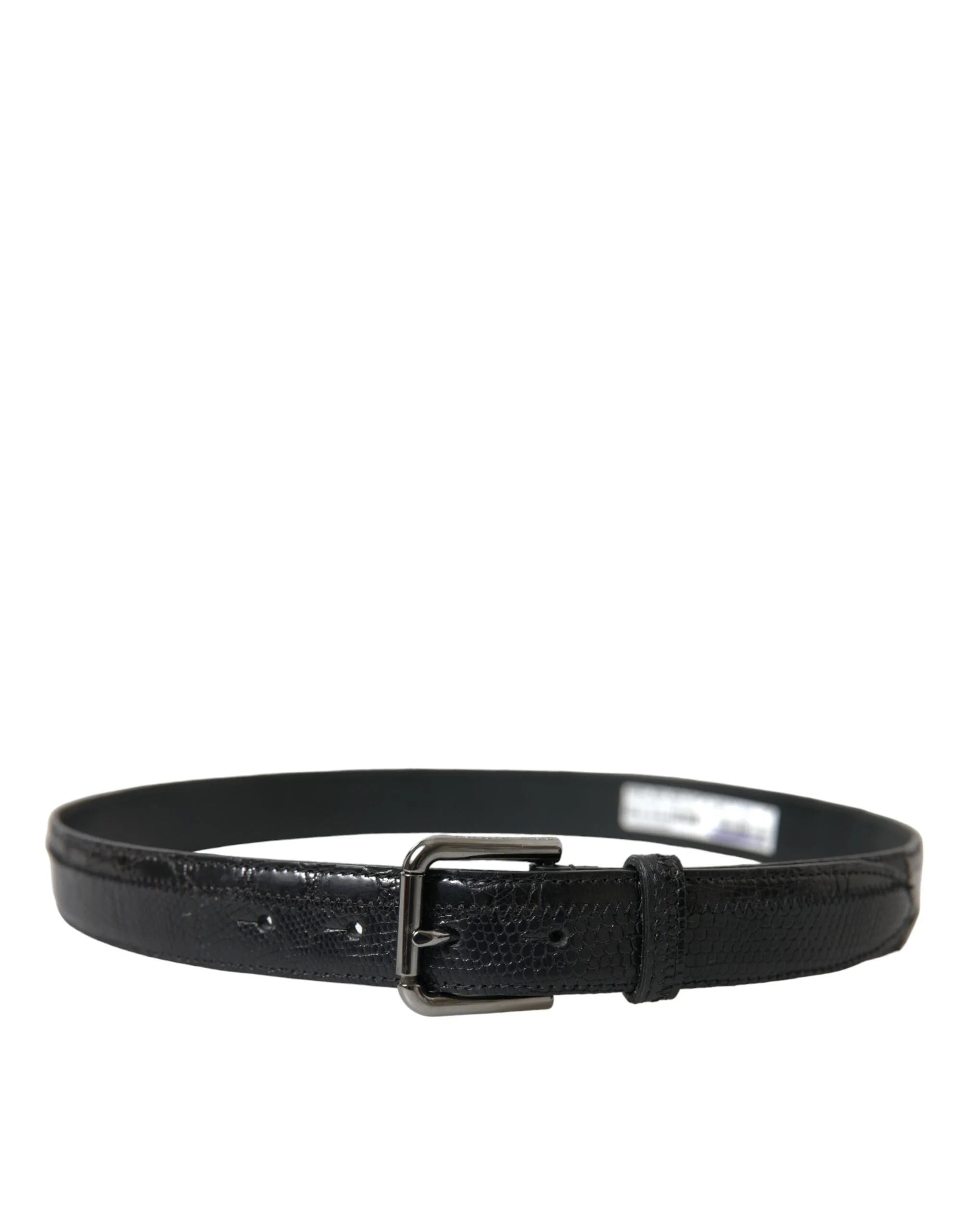 Dolce & Gabbana Black Exotic Leather Silver Metal Buckle Belt - 80 cm / 32 Inches - Belts
