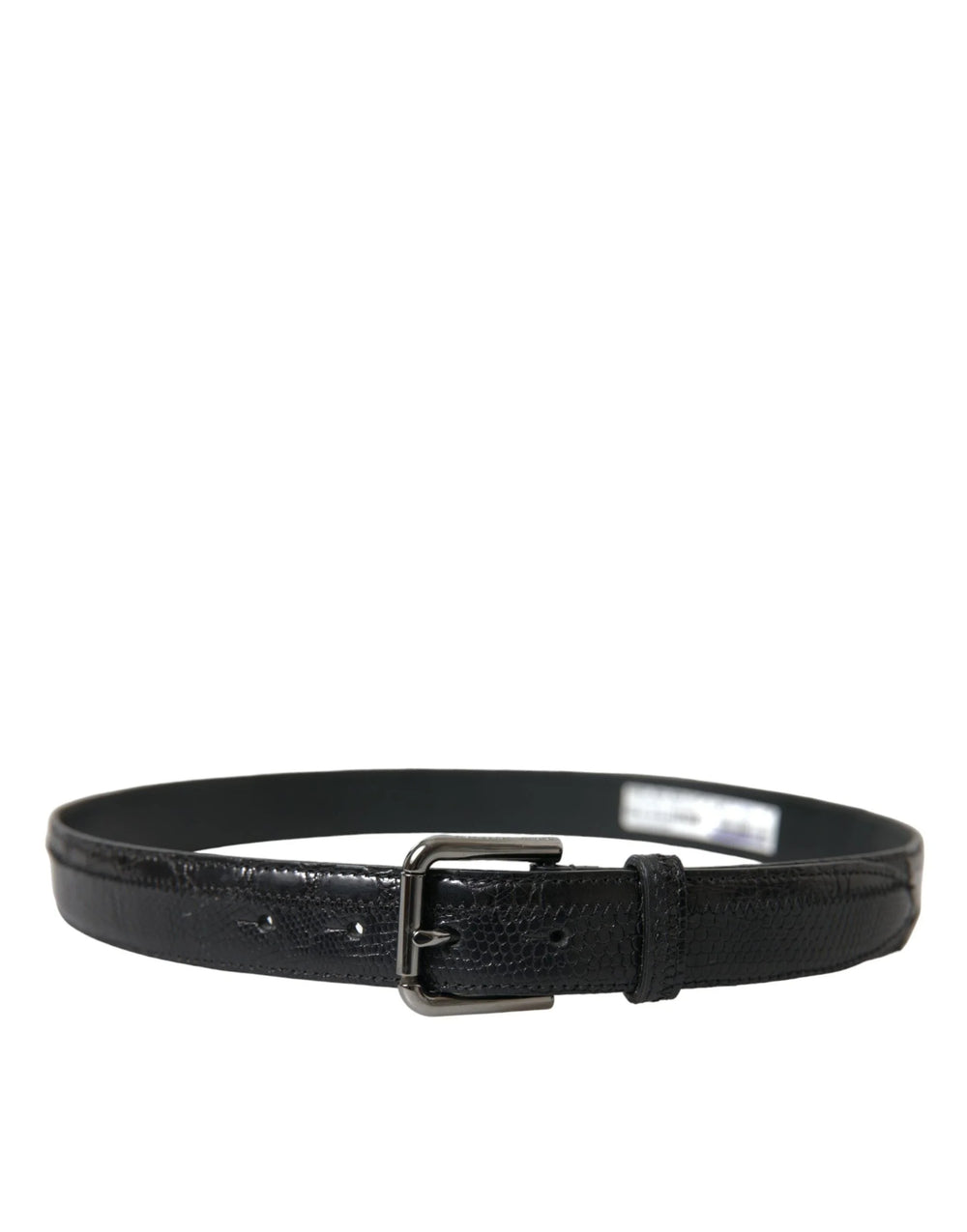 Dolce & Gabbana Black Exotic Leather Silver Metal Buckle Belt - 80 cm / 32 Inches - Belts