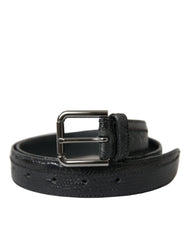 Dolce & Gabbana Black Exotic Leather Silver Metal Buckle Belt - 80 cm / 32 Inches - Belts