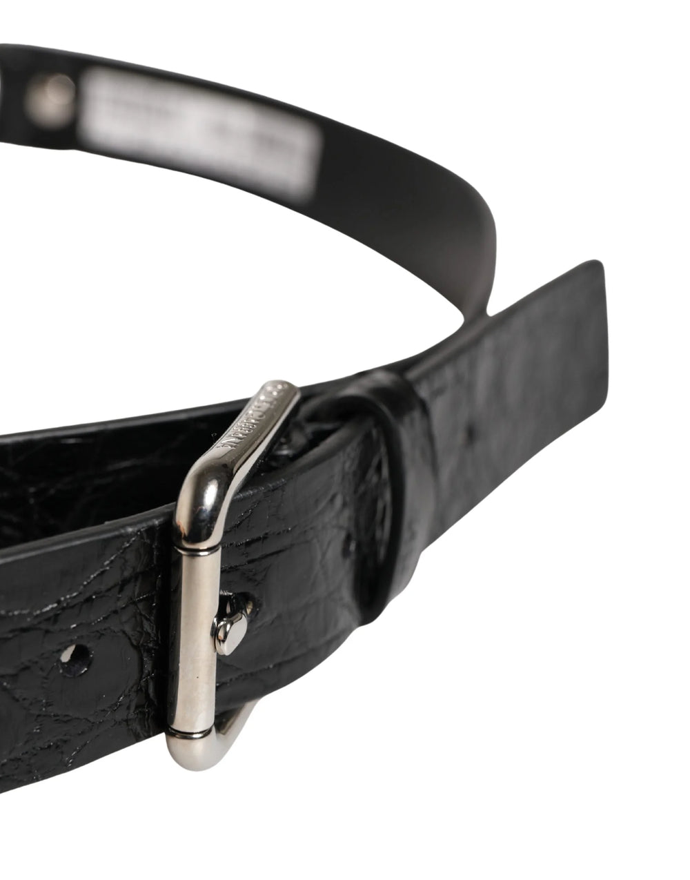 Dolce & Gabbana Black Exotic Leather Silver Metal Buckle Belt - 90 cm / 36 Inches