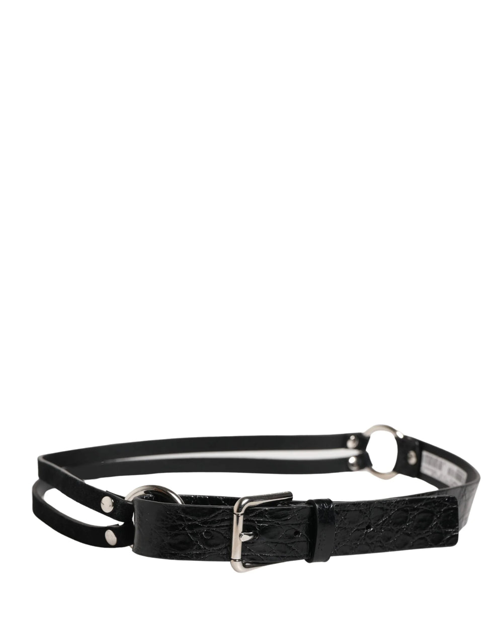 Dolce & Gabbana Black Exotic Leather Silver Metal Buckle Belt - 90 cm / 36 Inches