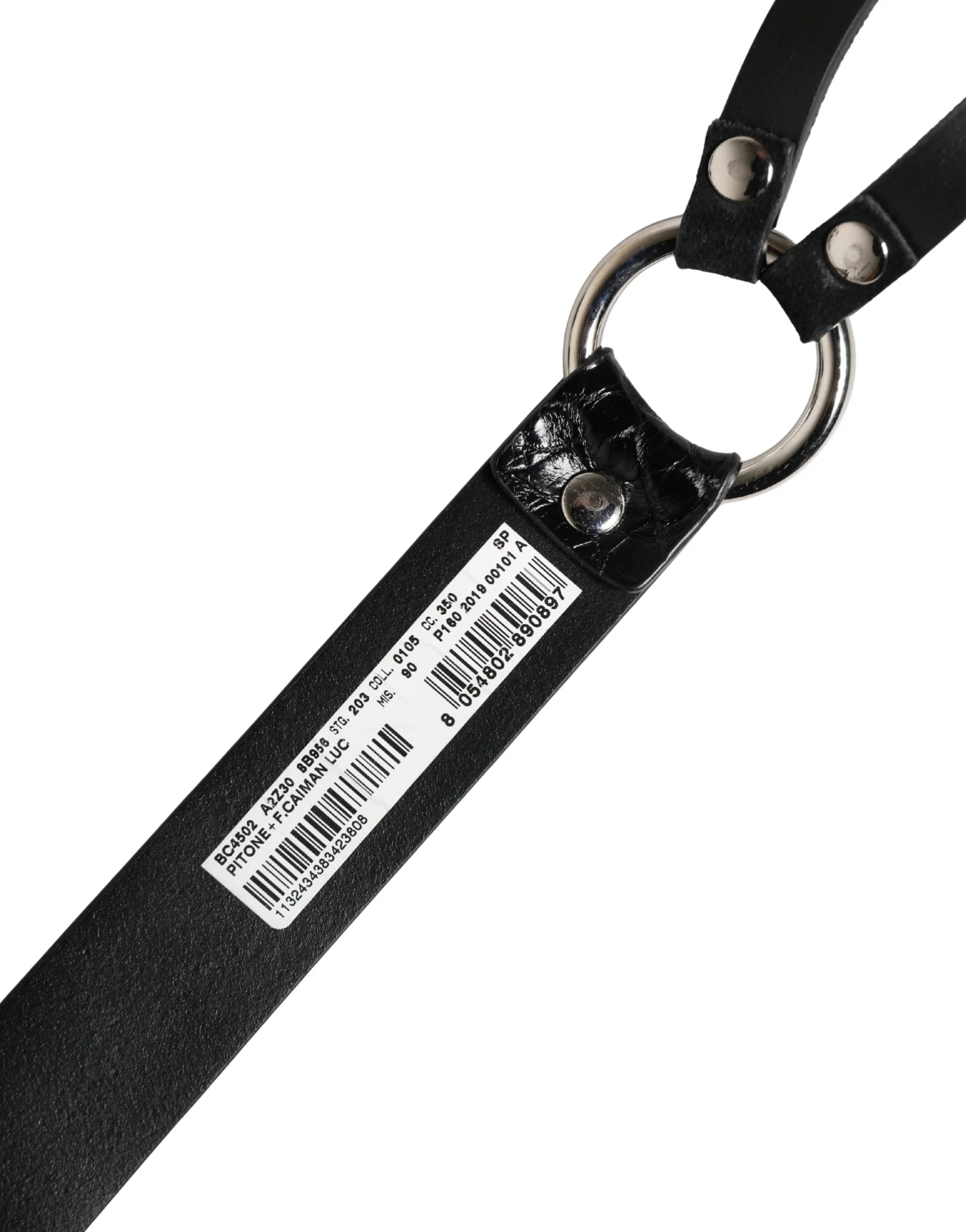 Dolce & Gabbana Black Exotic Leather Silver Metal Buckle Belt - 90 cm / 36 Inches