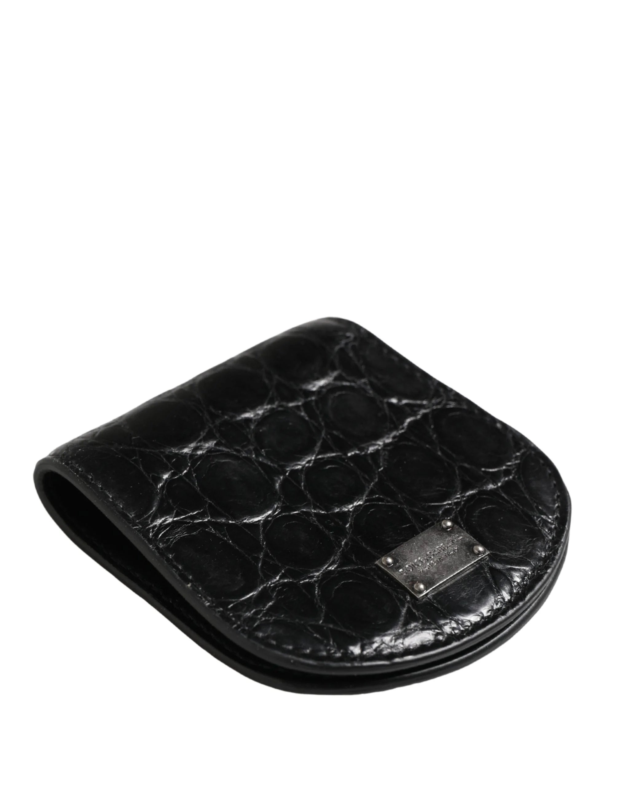 Dolce & Gabbana Black Exotic Skin Condom Case Holder Pocket Wallet