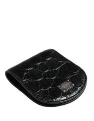Dolce & Gabbana Black Exotic Skin Condom Case Holder Pocket Wallet