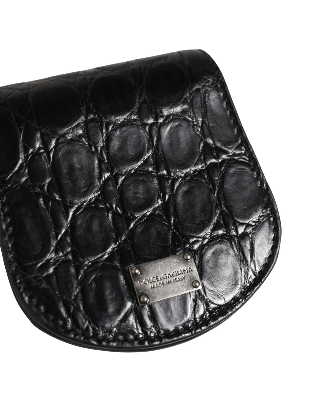 Dolce & Gabbana Black Exotic Skin Condom Case Holder Pocket Wallet