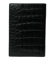 Dolce & Gabbana Black Exotic Skin Leather Long Bifold Passport Holder - Travel Wallets