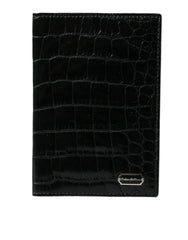 Dolce & Gabbana Black Exotic Skin Leather Long Bifold Passport Holder - Travel Wallets