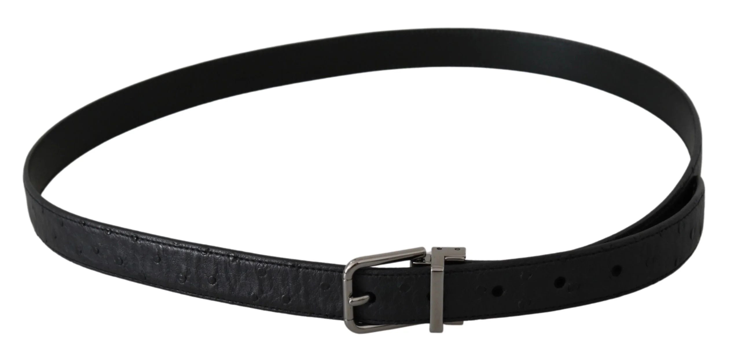 Dolce & Gabbana Black Exotic Skin Pattern Silver Buckle Belt - 90 cm / 36 Inches - Belts