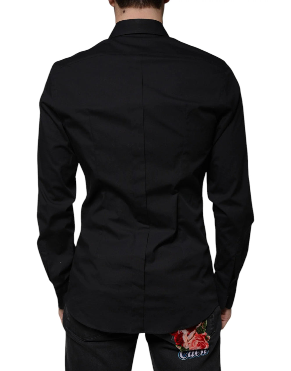 Dolce & Gabbana Black Eye Patch Long Sleeve GOLD Dress Shirt - IT40 | M - Shirts