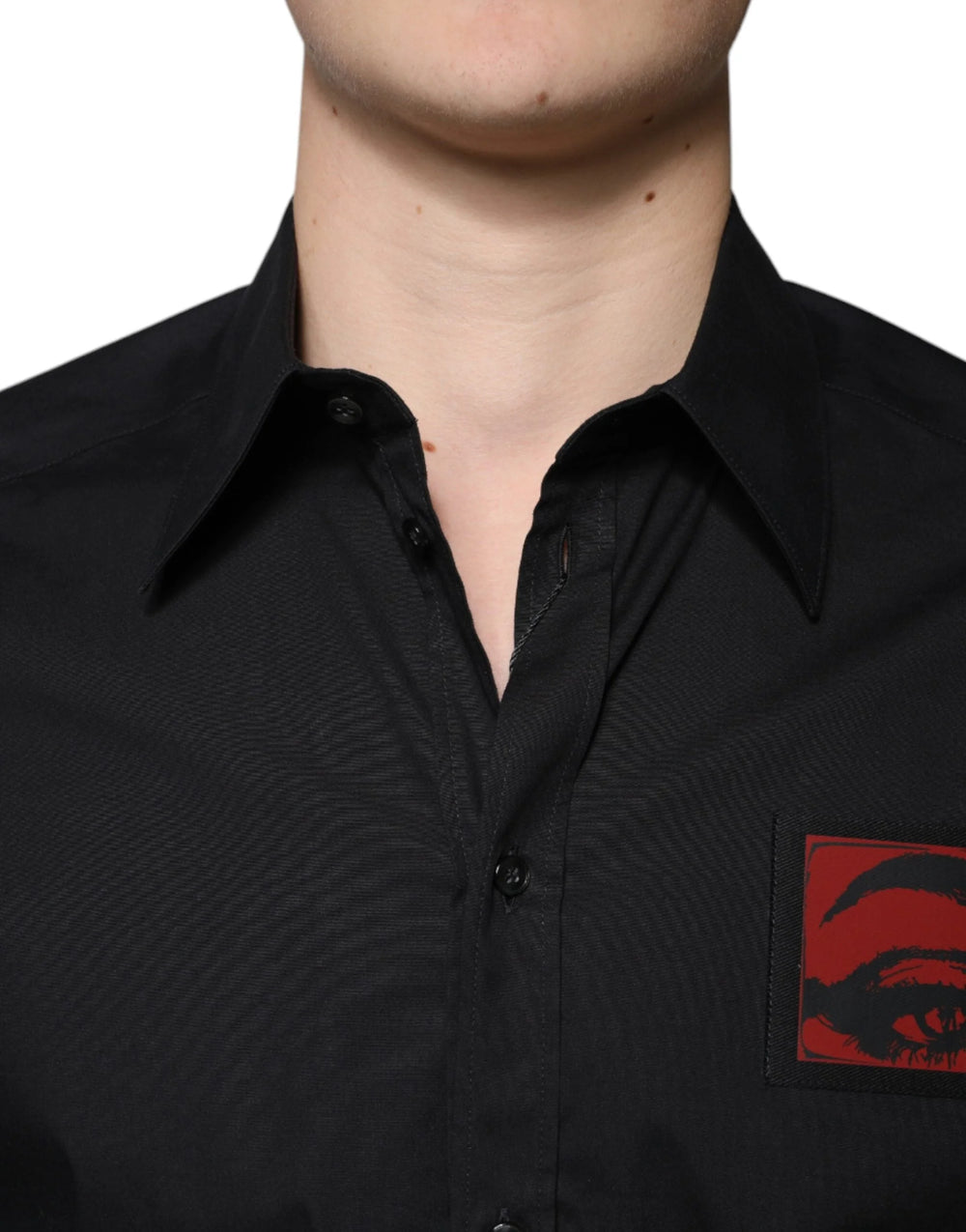 Dolce & Gabbana Black Eye Patch Long Sleeve GOLD Dress Shirt - IT40 | M - Shirts