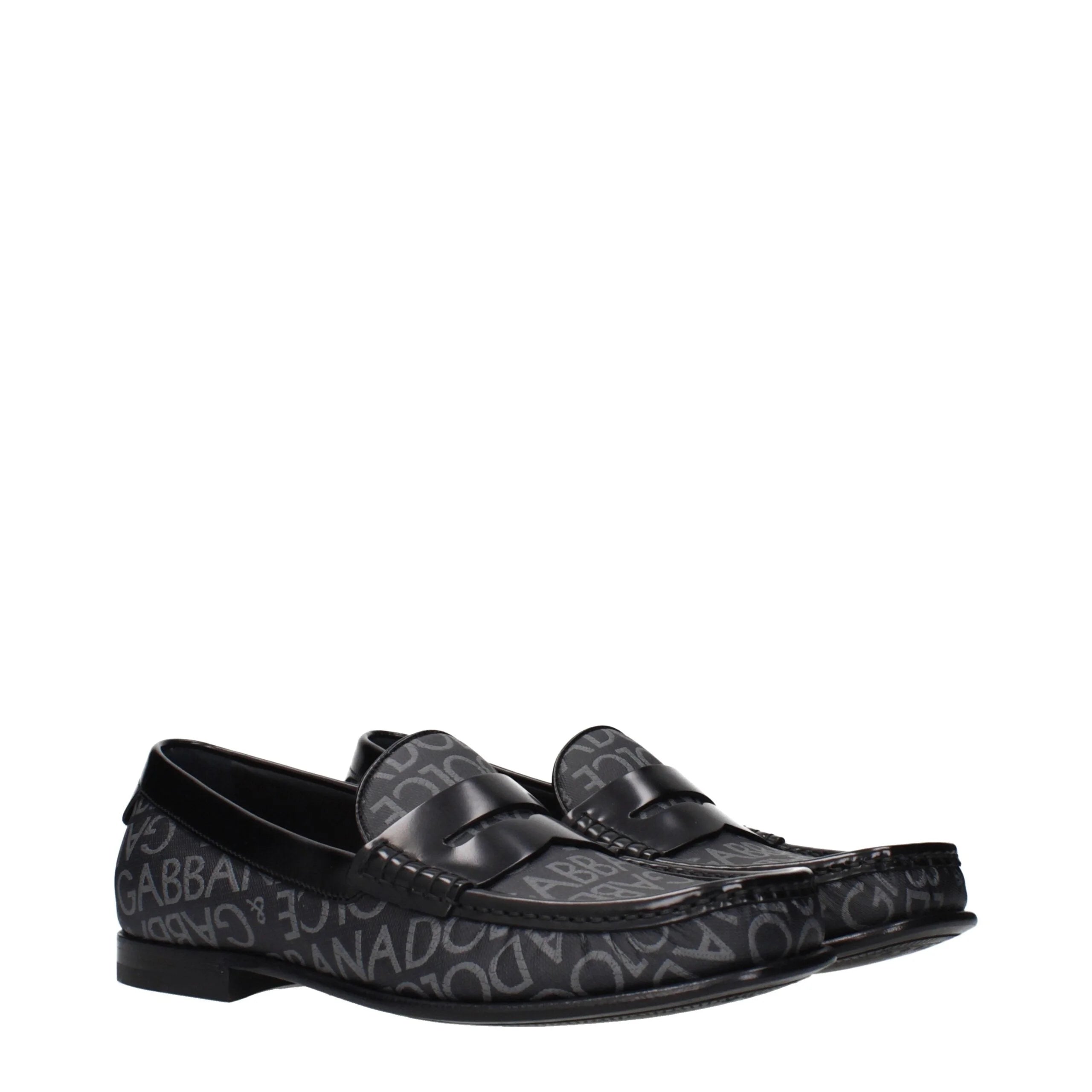 Dolce & Gabbana Black Fabric Slip-On Loafers - EU40/US7