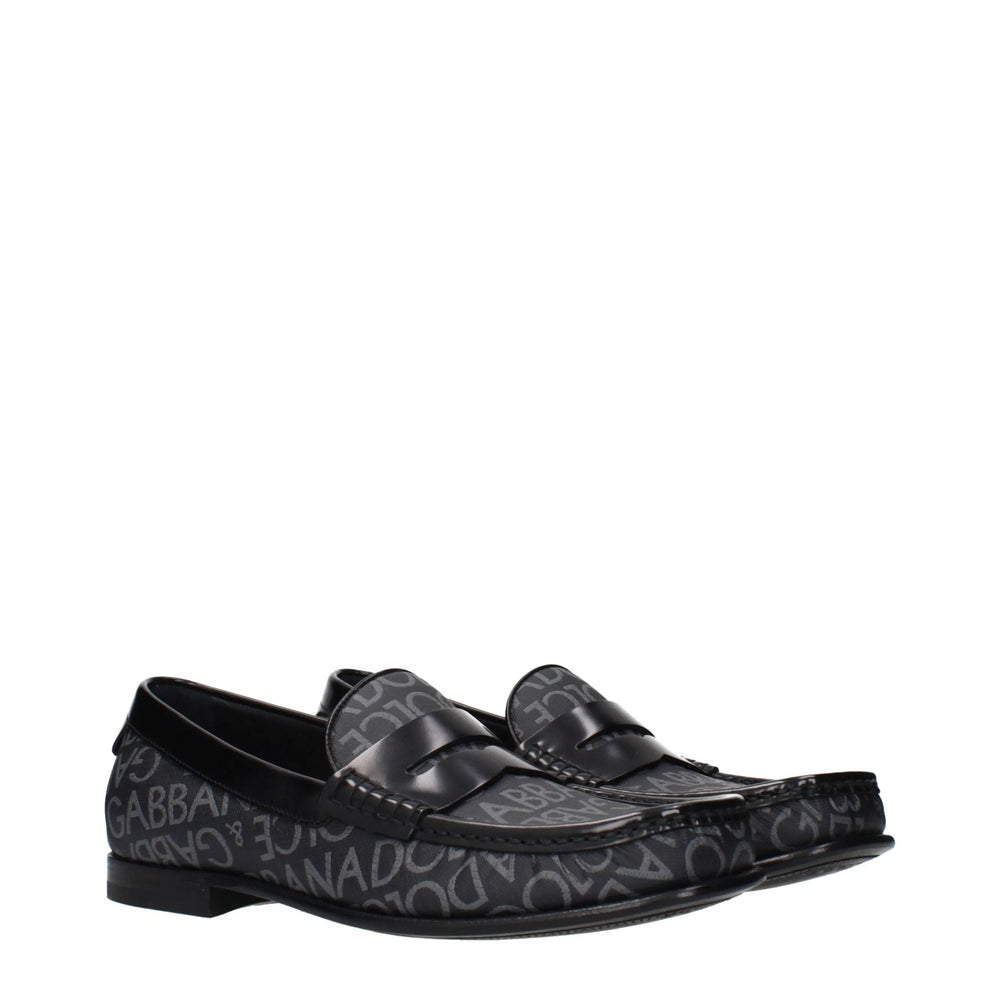 Dolce & Gabbana Black Fabric Slip-On Loafers - EU40/US7