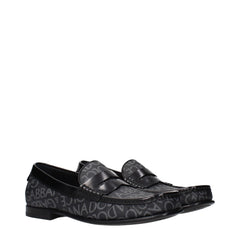 Dolce & Gabbana Black Fabric Slip-On Loafers - EU40/US7