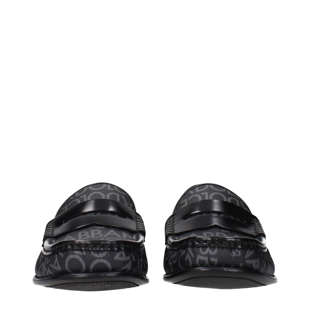 Dolce & Gabbana Black Fabric Slip-On Loafers - EU40/US7