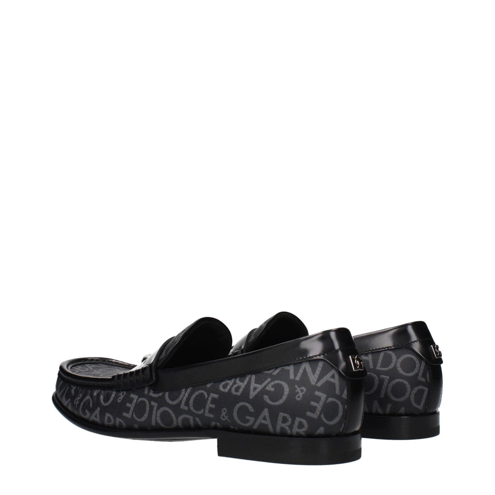 Dolce & Gabbana Black Fabric Slip-On Loafers - EU40/US7