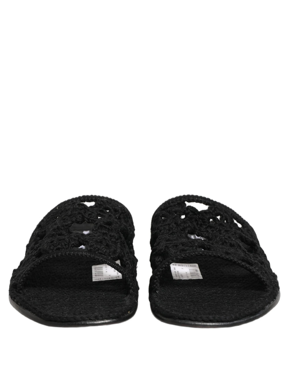 Dolce & Gabbana Black Fabric Woven Slides Sandals Flats Shoes - EU44/US11