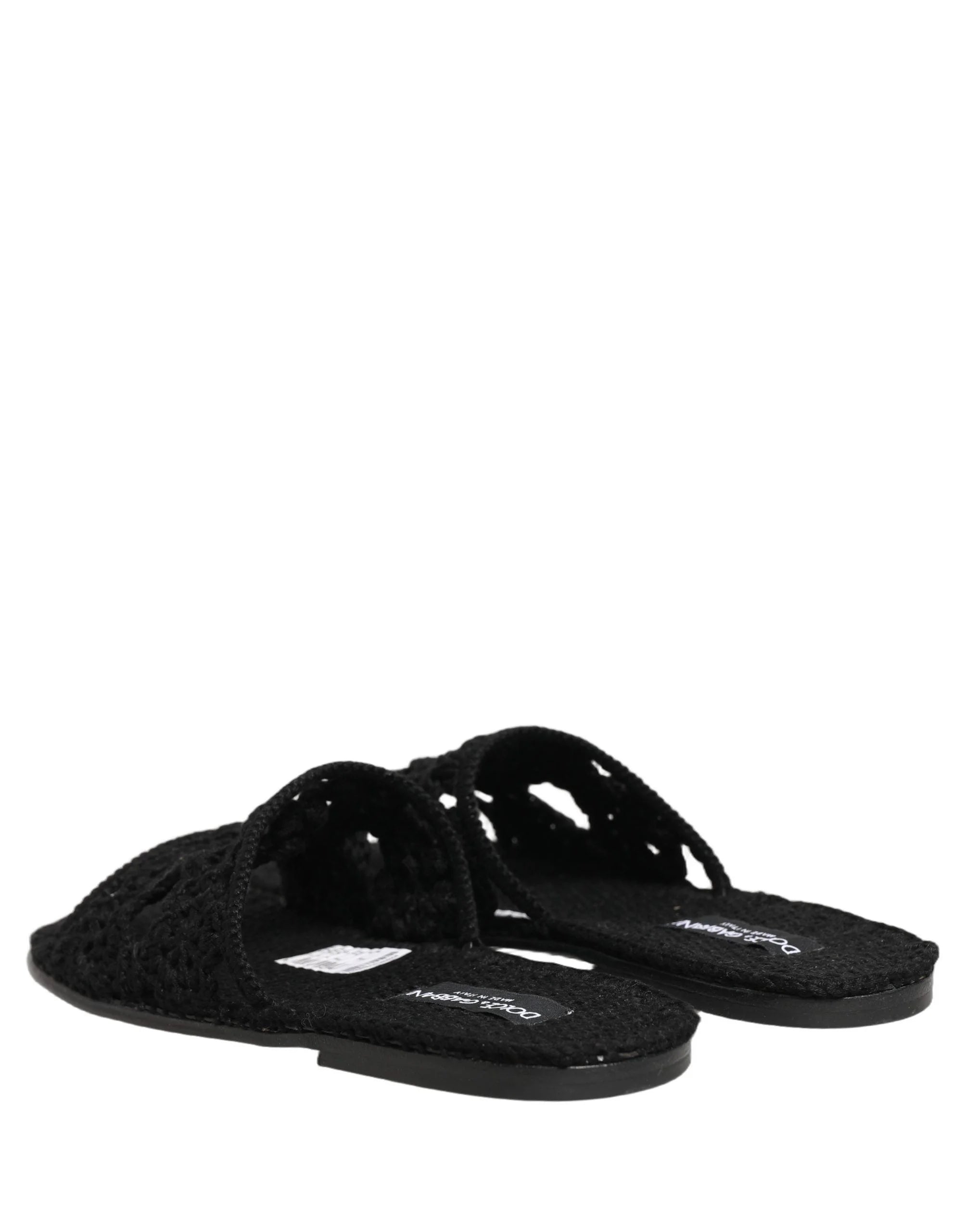 Dolce & Gabbana Black Fabric Woven Slides Sandals Flats Shoes - EU44/US11