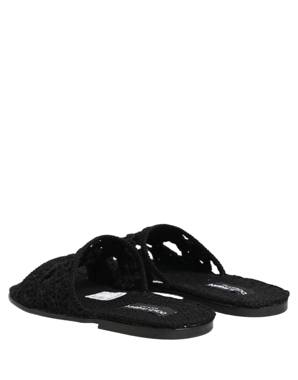 Dolce & Gabbana Black Fabric Woven Slides Sandals Flats Shoes - EU44/US11