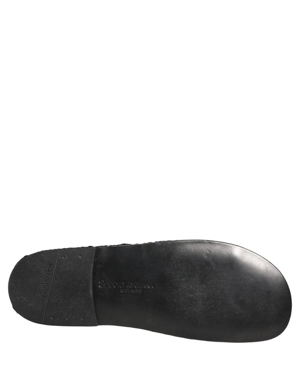 Dolce & Gabbana Black Fabric Woven Slides Sandals Flats Shoes - EU44/US11