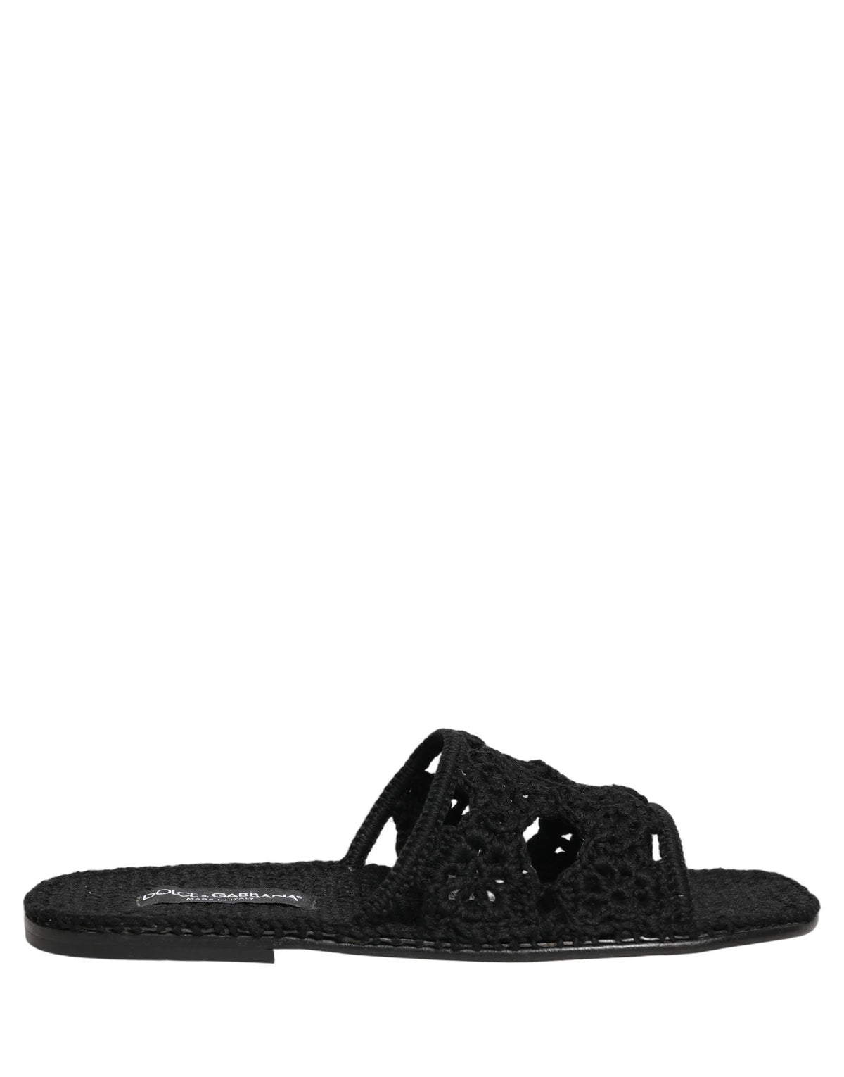 Dolce & Gabbana Black Fabric Woven Slides Sandals Flats Shoes - EU44/US11