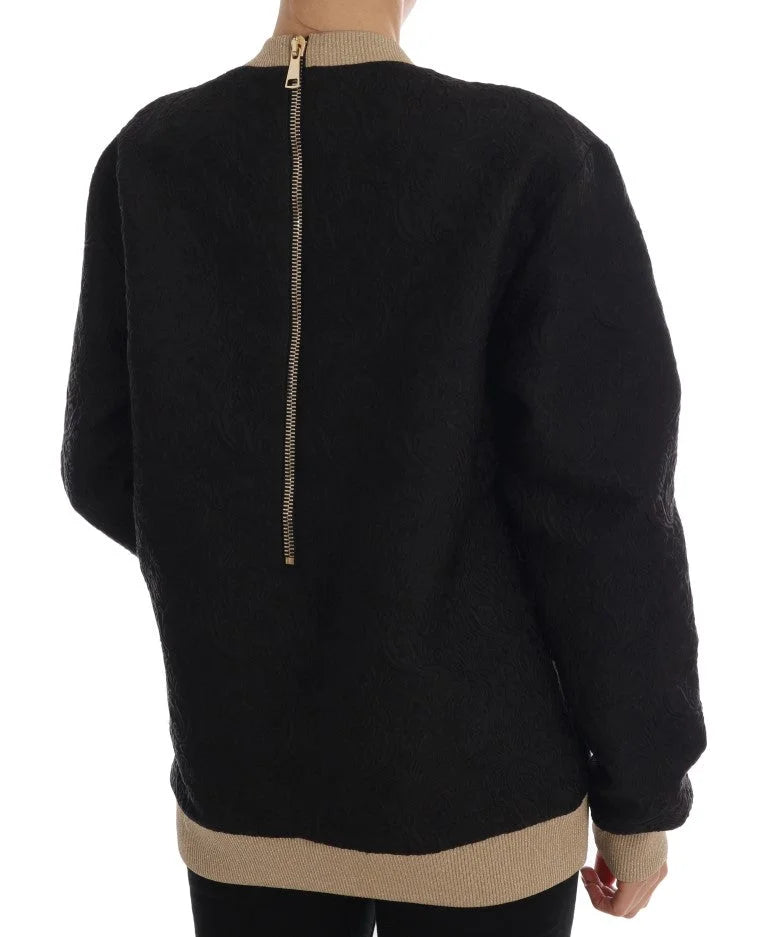 Dolce & Gabbana Black Fairy Tale Brocade Zipper Sweater - IT40|S - Sweaters