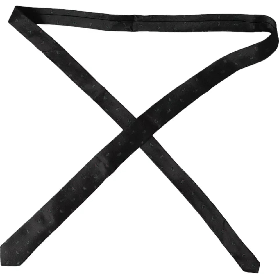 Dolce & Gabbana Black Fantasy 100% Silk Adjustable Men Tie - Neckties