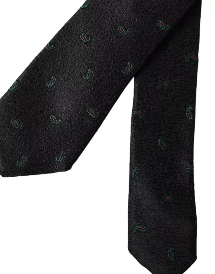 Dolce & Gabbana Black Fantasy 100% Silk Adjustable Men Tie - Neckties