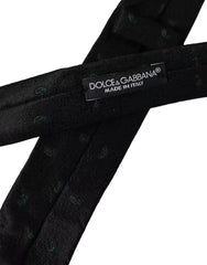 Dolce & Gabbana Black Fantasy 100% Silk Adjustable Men Tie - Neckties