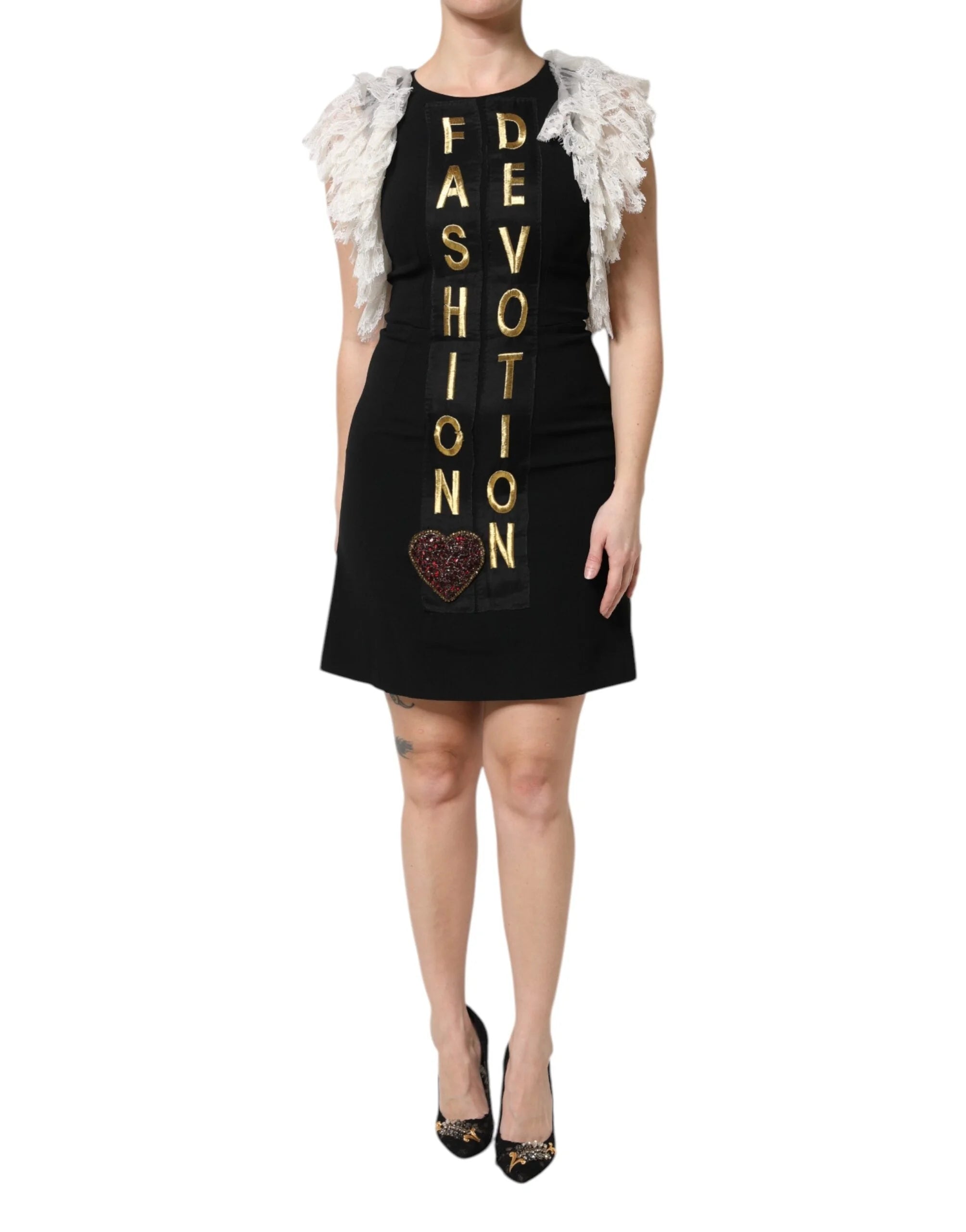 Dolce & Gabbana Black Fashion Devotion Embellish Mini Dress - Dresses