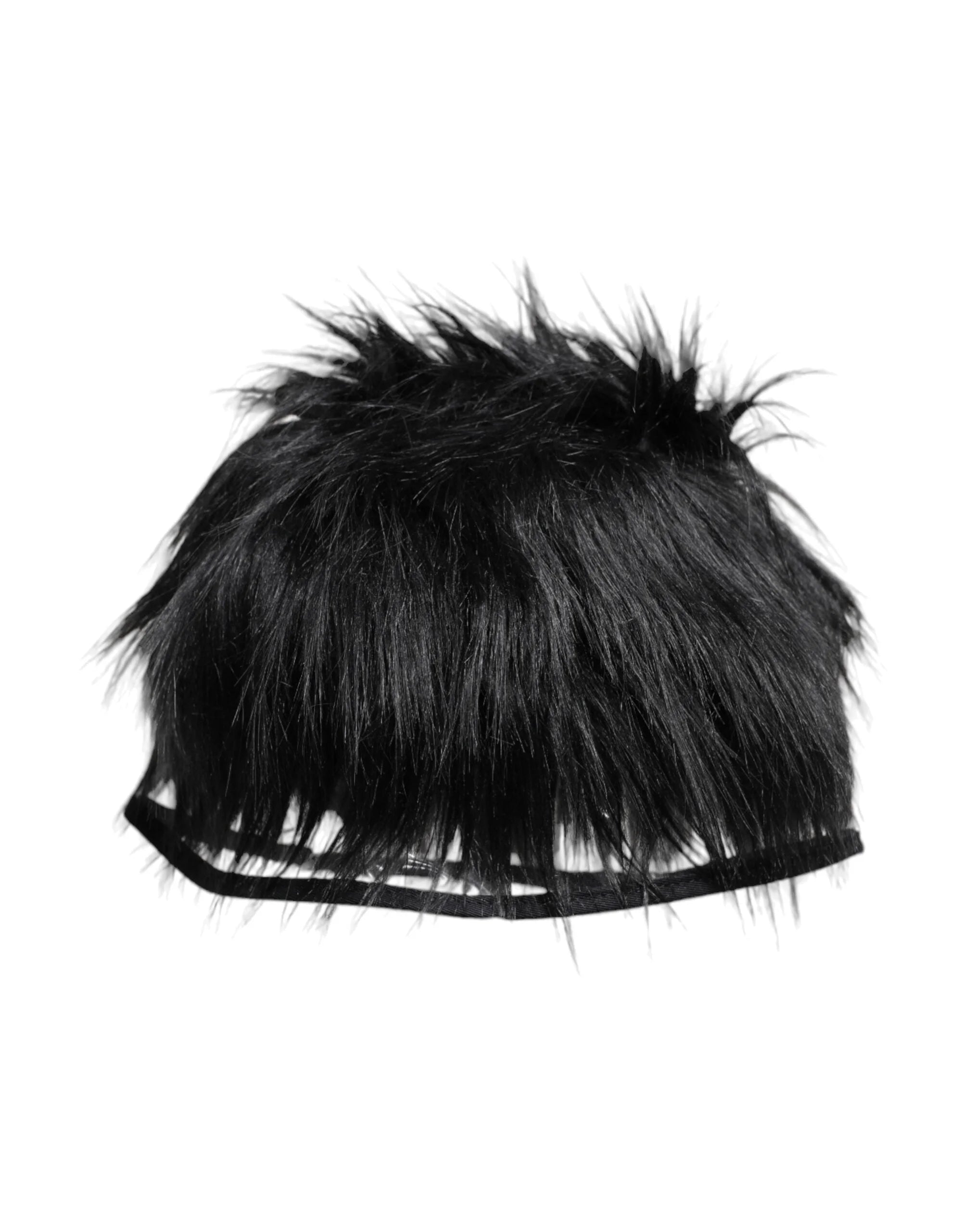 Dolce & Gabbana Black Faux Fur Bucket Hat - 57 cm|S