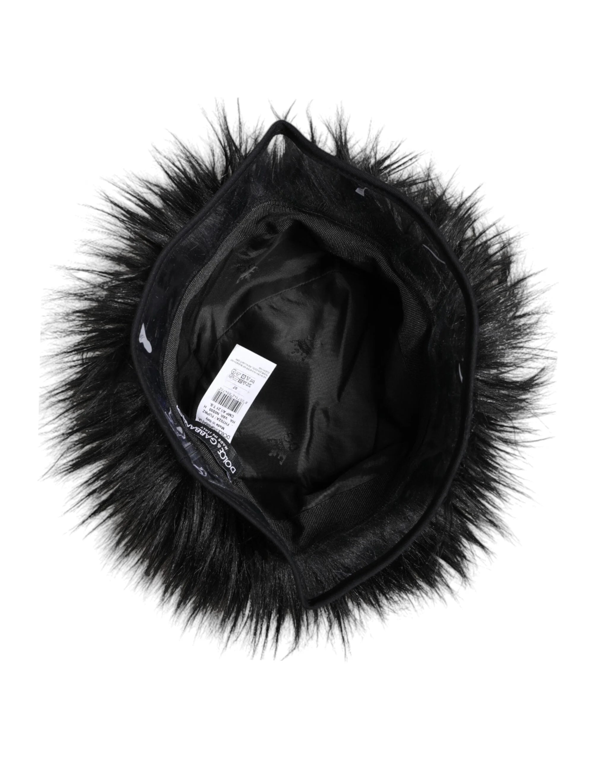 Dolce & Gabbana Black Faux Fur Bucket Hat - 57 cm|S
