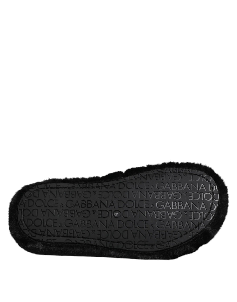 Dolce & Gabbana Black Faux Fur Flats Men Sandals Shoes - EU44.5/US11.5 - Sandals