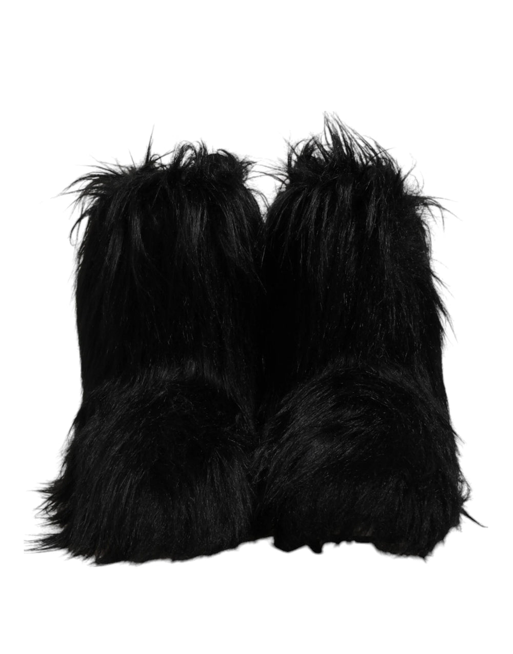 Dolce & Gabbana Black Faux Fur Mid Calf Boots Shoes - EU44/US11