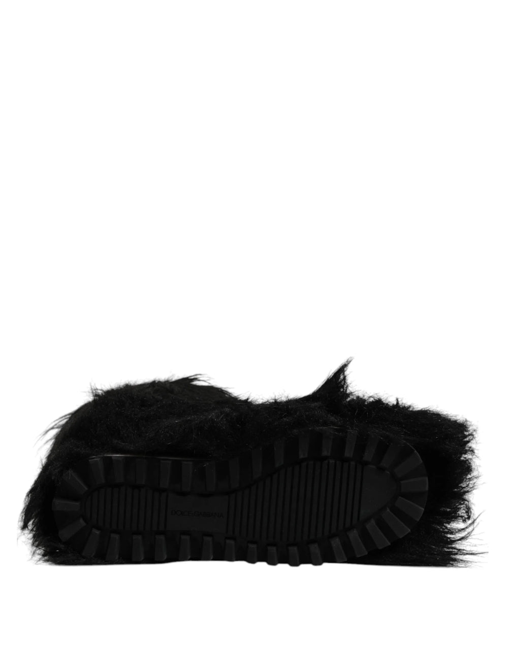 Dolce & Gabbana Black Faux Fur Mid Calf Boots Shoes - EU44/US11