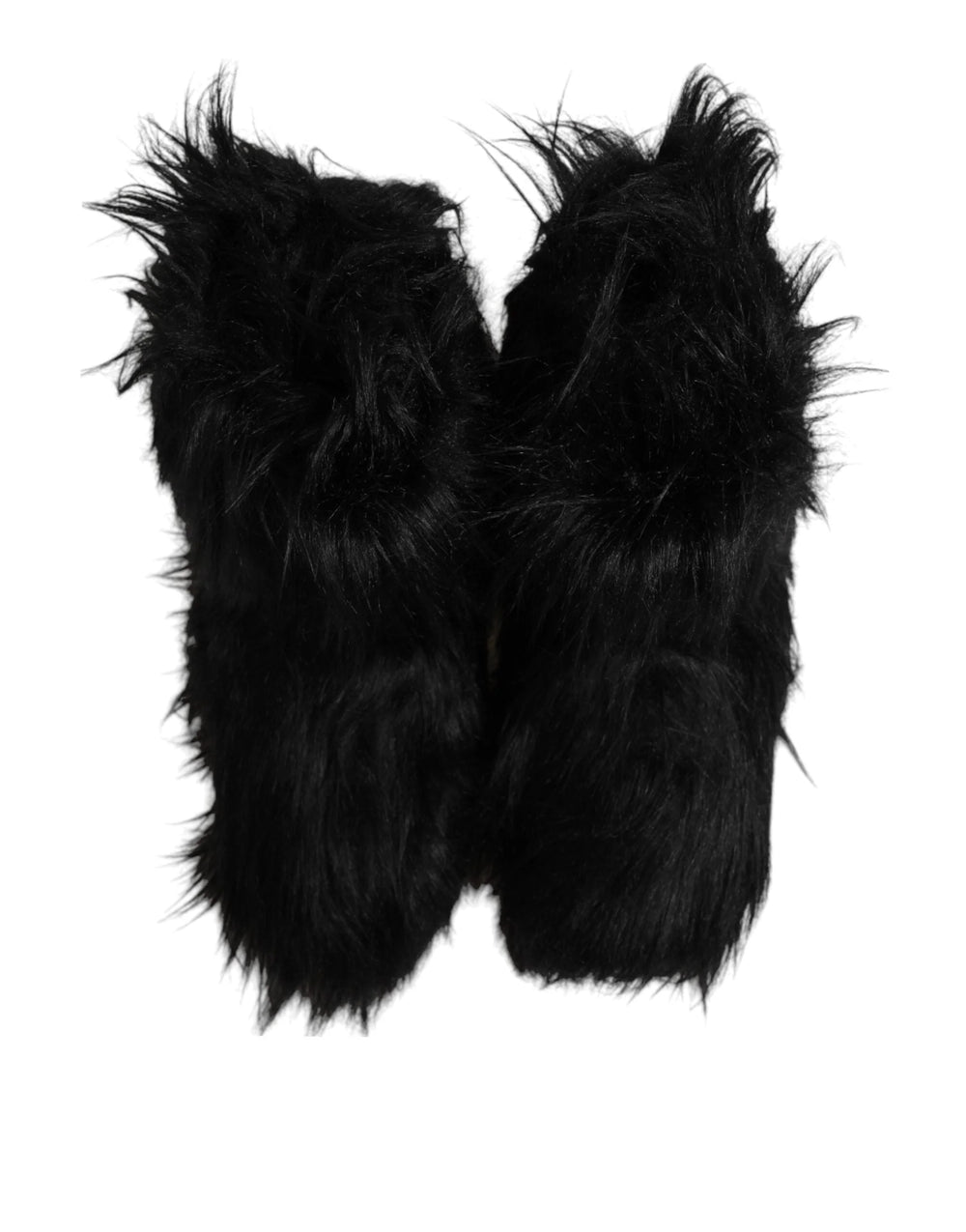 Dolce & Gabbana Black Faux Fur Mid Calf Boots Shoes - EU44/US11 - Boots