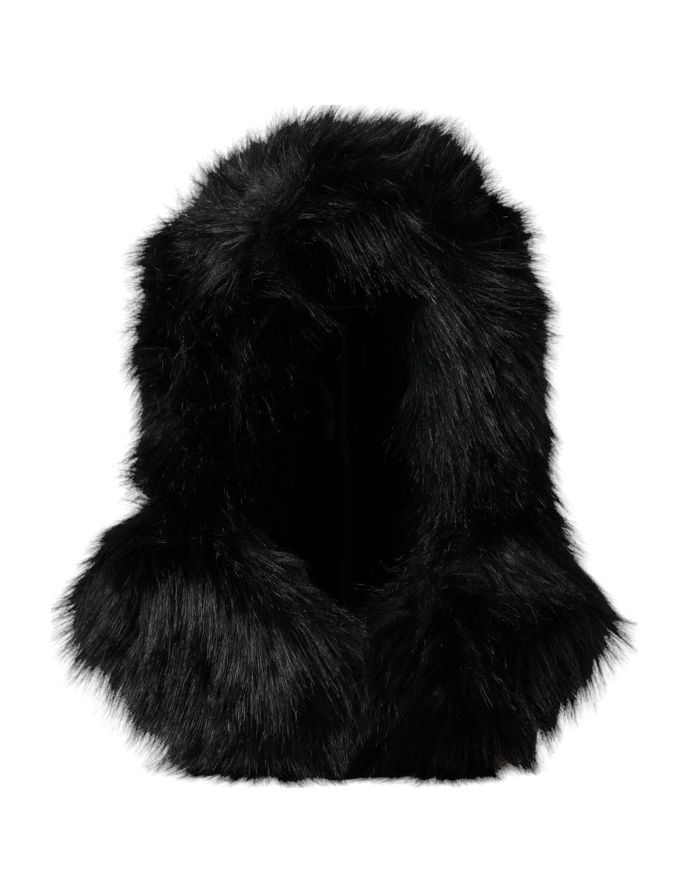 Dolce & Gabbana Black Faux Fur Whole Head Wrap Hat - 57 cm|S - Headdresses